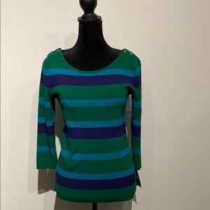 Banana Republic Striped Green and Blue Sweater.